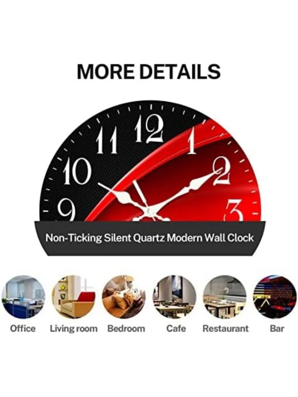 Geometric Abstract Silent Non-Ticking Round Wall Clock 12